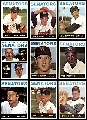 #ad 1964 Topps Washington Senators Near Team Set 3.5 VG 25 28 cards