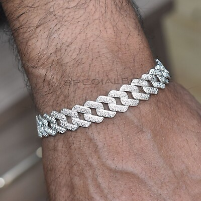 #ad #ad Certified 8Ct Diamonds Cuban Men#x27;s Link Bracelet in 925 Silver 8 Inches