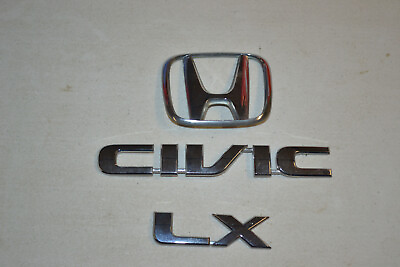 #ad 01 02 03 04 05 Honda Civic LX Emblem Logo Symbol Badge Trunk Rear Set Chrome