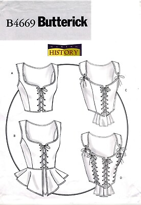 #ad Butterick 4669 Lined Fitted Lace Peplum Corset Bustier 6 20 Sewing Pattern