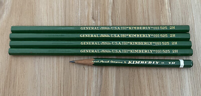 #ad Lot of 5 Vintage General Pencil Co. KIMBERLY 525 2H Cabo Weld New