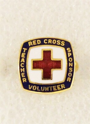 #ad #ad Red Cross: Volunteer Teacher Sponsor c.1962 lapel pin