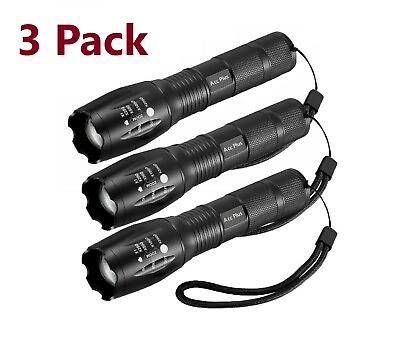 #ad 3 x Tactical 18650 Flashlight High Powered 5Modes Zoomable Aluminum