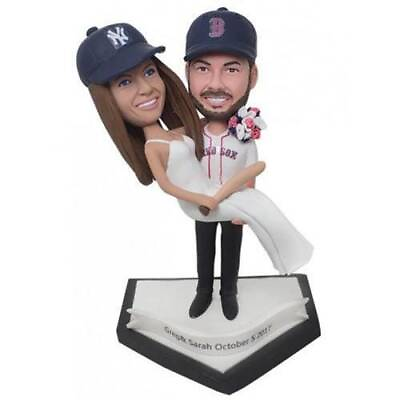 #ad Sports Bridegroom Holds The Bride Custom Bobblehead With Engraved Text