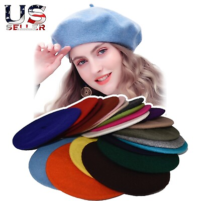#ad New Warm French Style Lightweight Casual Classic Beanie Solid Color Wool Beret