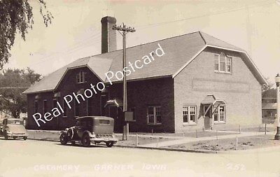 #ad Creamery in Garner Hancock County Iowa 1930s Old Cars Real Photo Postcard RPPC
