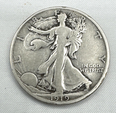 #ad 1919 D Walking Liberty Half Dollar
