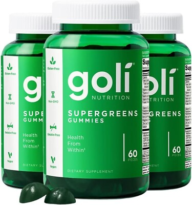 #ad Goli Nutrition Supergreens Gummies 60 Pieces Pack of 3