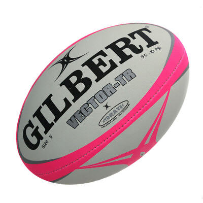 Gilbert Vector TR Rugby Union Size 5 Football In White Pink Trim