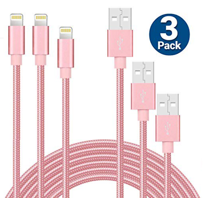 #ad 3 Pack 3Ft 8Pin USB Cable Heavy Duty For iPhone 6S 7 8 Plus X XS 11 Charger Cord