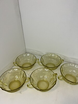 #ad #ad Vintage Federal Glass Amber Cream Soup Bowl Madrid Set of 5