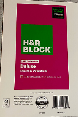 #ad #ad Hamp;R Block Deluxe 2023 Tax Software Federal Only Amazon Refund Bonus 735290108111