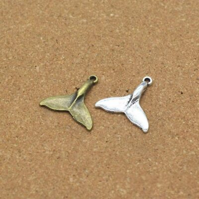 #ad 100pcs 2 Color Fish Fishtail Whale Tail Charms Necklace Pendants for DIY Jewelry