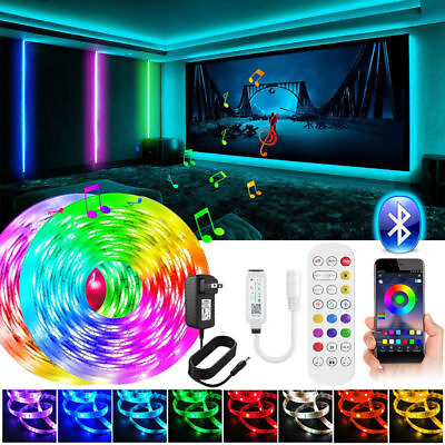 #ad LED Strip Lights 100ft 50ft Bluetooth White RGB Color Changing Room Light 12V US