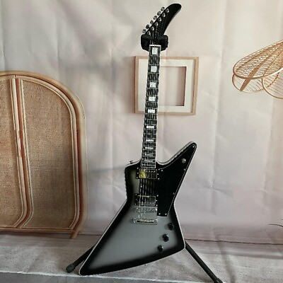 #ad Silverburst Explorer 70s Electric Guitar HH Pickups Mahogany Body No Logo