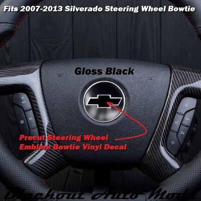 #ad Gloss Black Precut Steering Wheel Emblem Bowtie Decal For 2007 2013 Silverado