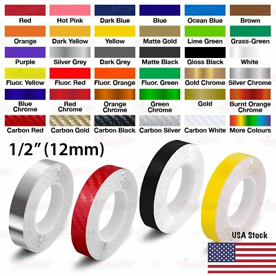 #ad 1 2quot; Roll Vinyl Pinstriping Pin Stripe Solid Line Car Tape Decal Stickers 12mm