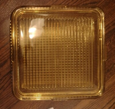 #ad Federal Amber Ribbed 8quot; X 8quot; Square Refrigerator Dish