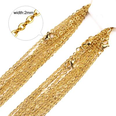 #ad 20pcs Wholesale Stainless Steel Gold Tone Necklace for DIY Jewelry Chains
