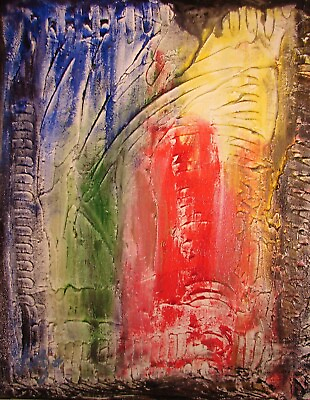 #ad Modernist ABSTRACT IMPASTO PAINTING TEXTURE Expressionist ART RAINBOW FOLTZ