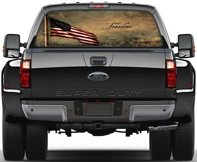 #ad American Flag Freedom Rear Window Graphic Decal Sticker Car Truck SUV Van US FS