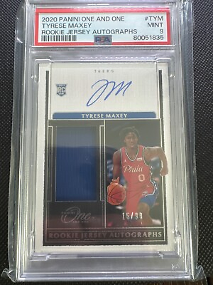 #ad 2020 2021 #TYM Panini One and One Tyrese Maxey Rookie Jersey Auto 99 PSA 9