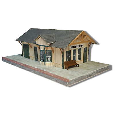 #ad Z Scale Building 1:220 Train Station Depot Pre Cut Paper Model Kit SDZ1