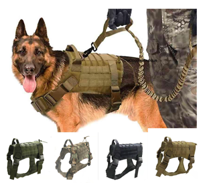 #ad Tactical Dog Vest US Working Dog Military Harness with Handle No pull Large