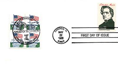#ad US FIRST DAY COVER PRESIDENTS AMERIPEX #x27;86 SERIES FRANKLIN PIERCE 1853 1857