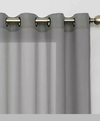#ad Eclipse Liberty Light filtering Sheer Grommet Top Curtain Panel 52 x 95 Gray