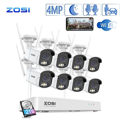 #ad #ad ZOSI 8CH NVR H.265 4MP 2.5K Security WiFi Camera System 2TB Night Vision