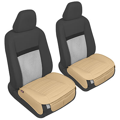 #ad Motor Trend Car Seat Cushions Front and Back Set Beige Faux Leather Covers