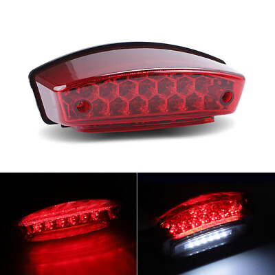 #ad 1X Motorcycle Red Lens LED Tail Brake Light Running Rear Stop License Plate Lamp