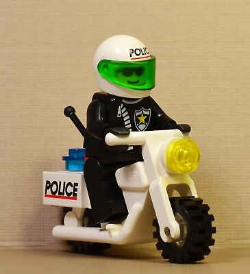#ad Vintage Lego Police Motorcycle Minifigure w Accessories 1990s Authentic