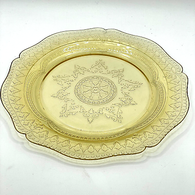 #ad Yellow Depression Glass Plate 11quot; Patrician quot;Spokequot; Pattern Federal Glass Co.