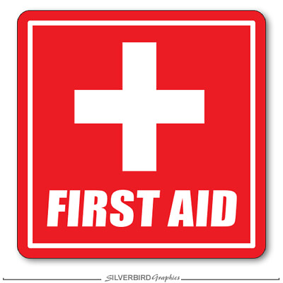 #ad First Aid Sticker Vinyl Decal Medical Safety Kit Van vehicle Multiple Sizes