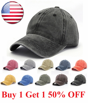#ad Dyed Washed Retro Cotton New Plain Polo Style Baseball Ball Cap Hat men women