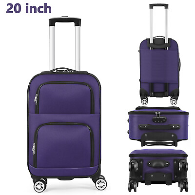 #ad 20quot; Softside Carry on Luggage with Spinner Wheels Rolling Travel Suitcase Purple