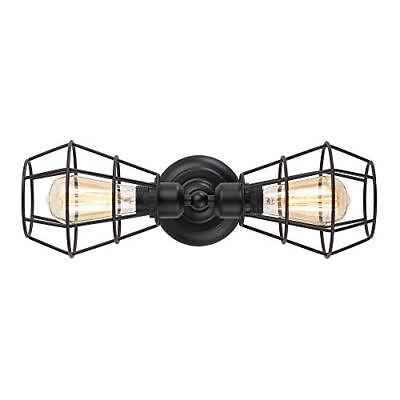 #ad 2 Light Industrial Bathroom Vanity Light Metal Wire Cage Wall Sconce Vintag...