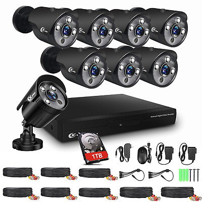 #ad XVIM 8CH 1080P Home Outdoor Security Camera System Waterproof CCTV Camera DVR 1T