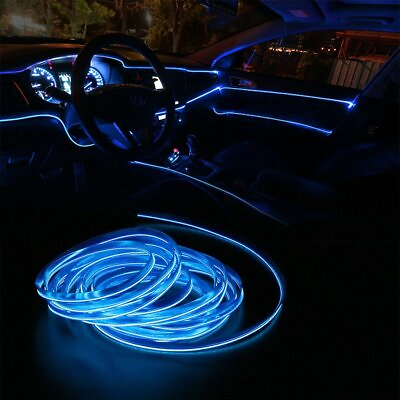 #ad 2m Blue LED Car Interior Decorative Atmosphere Wire Strip Light Accessories US