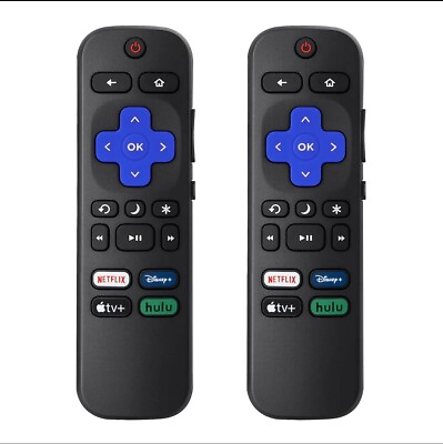 #ad Pack of 2 Replacement Remote Control For All Roku Tvs NOT for Roku Stick Box