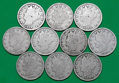 #ad #ad Ten Liberty V Nickels NICE Variety of Dates