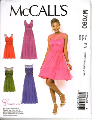 #ad McCall#x27;s M7090 Womens 18W to 24W Special Occasion Formal Dress Sewing Pattern