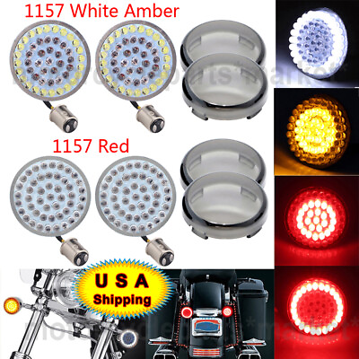 4x LED Bullet Style Turn Signals Light Inserts with Smoke Lens Fit For Harley US