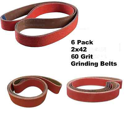 #ad 2 X 42 Inch 60 Grit EdgeCore Ceramic Grinding Sanding Belts 6 Pack