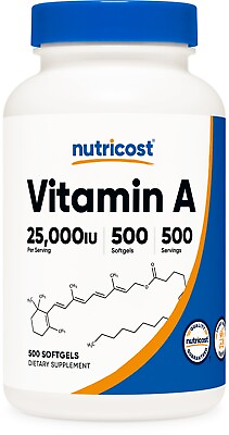 #ad Nutricost Vitamin A 25000 IU 500 Softgels Non GMO Gluten Free