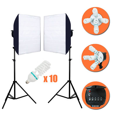 #ad 2000W Softbox Light Kit Photo Studio Video Photography Stand Continuous Lighting