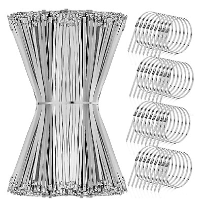 #ad 100 200Pcs Metal Stainless Steel Cable Zip Ties Heavy Duty Self Locking 6quot; 20quot;