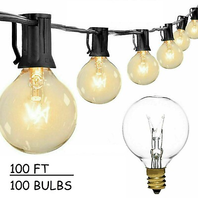 25 50 100FT Outdoor String Lights G40 Hanging Globe Patio Bulbs Waterproof NEW